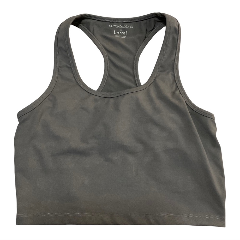 Beyond Yoga x Barre 3 Long Line Racerback Sports Bra Grey Camo Sz S and M